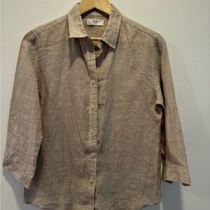 Uniqlo Light Brown linen Casual Button Down Shirt
